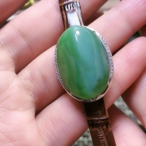 和田玉戒指银S925镶嵌