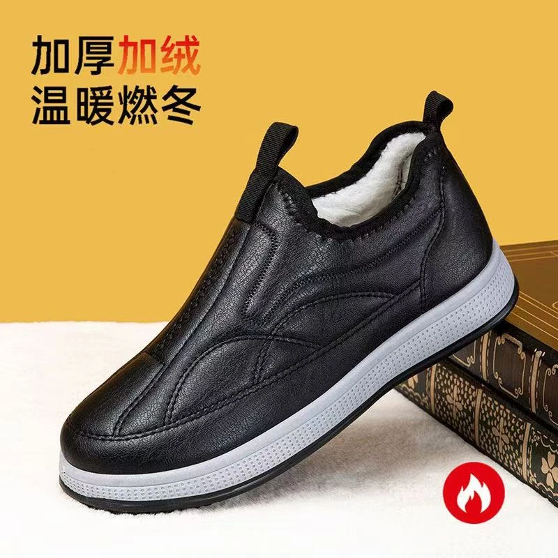 冬季老北京防寒保暖大码防水防滑爸爸鞋雪地靴加绒加厚男休闲棉鞋