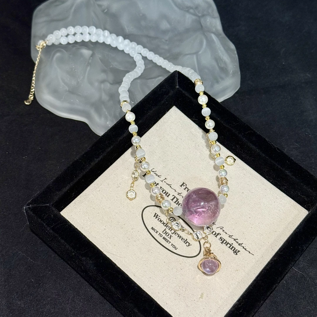 《星轨2.0》A352天然水晶紫水晶泡泡小铃铛项链24mm多样性发一