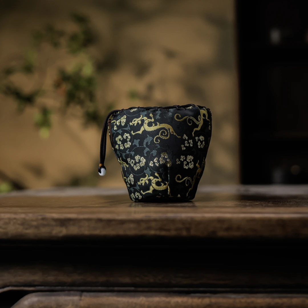 斋居   <螭龙献瑞>大号织锦仕覆单杯袋（慢蓝S1089）茶道配件