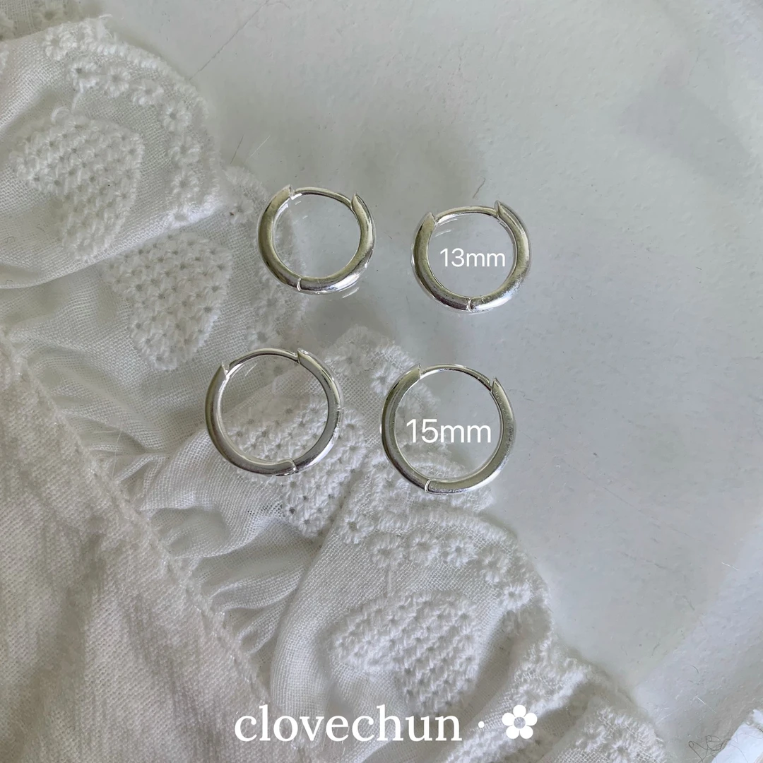 925银耳饰 Clovechun 925银 韩版极简风素圈耳钉百搭s925耳饰