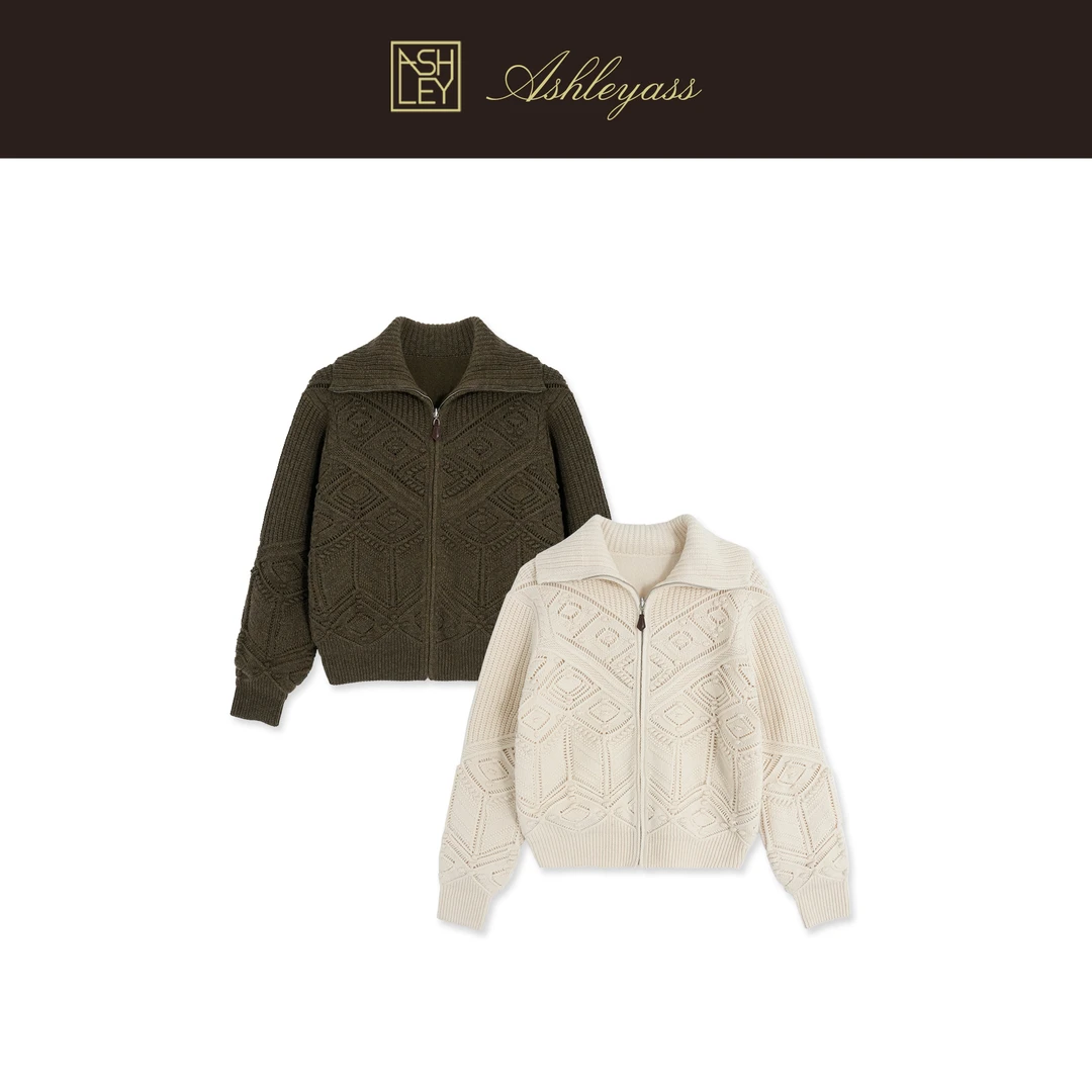 【ASHLEYASS】滑雪系列“STOLL ADF”机织花纱羊绒拉链外套LSM251901S