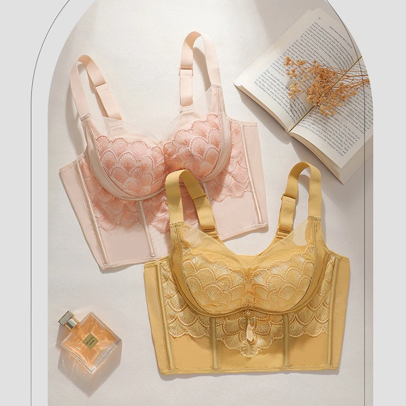 元气玫瑰【院线马甲】调整型塑身文胸蕾丝聚拢舒适防下垂收副乳内衣