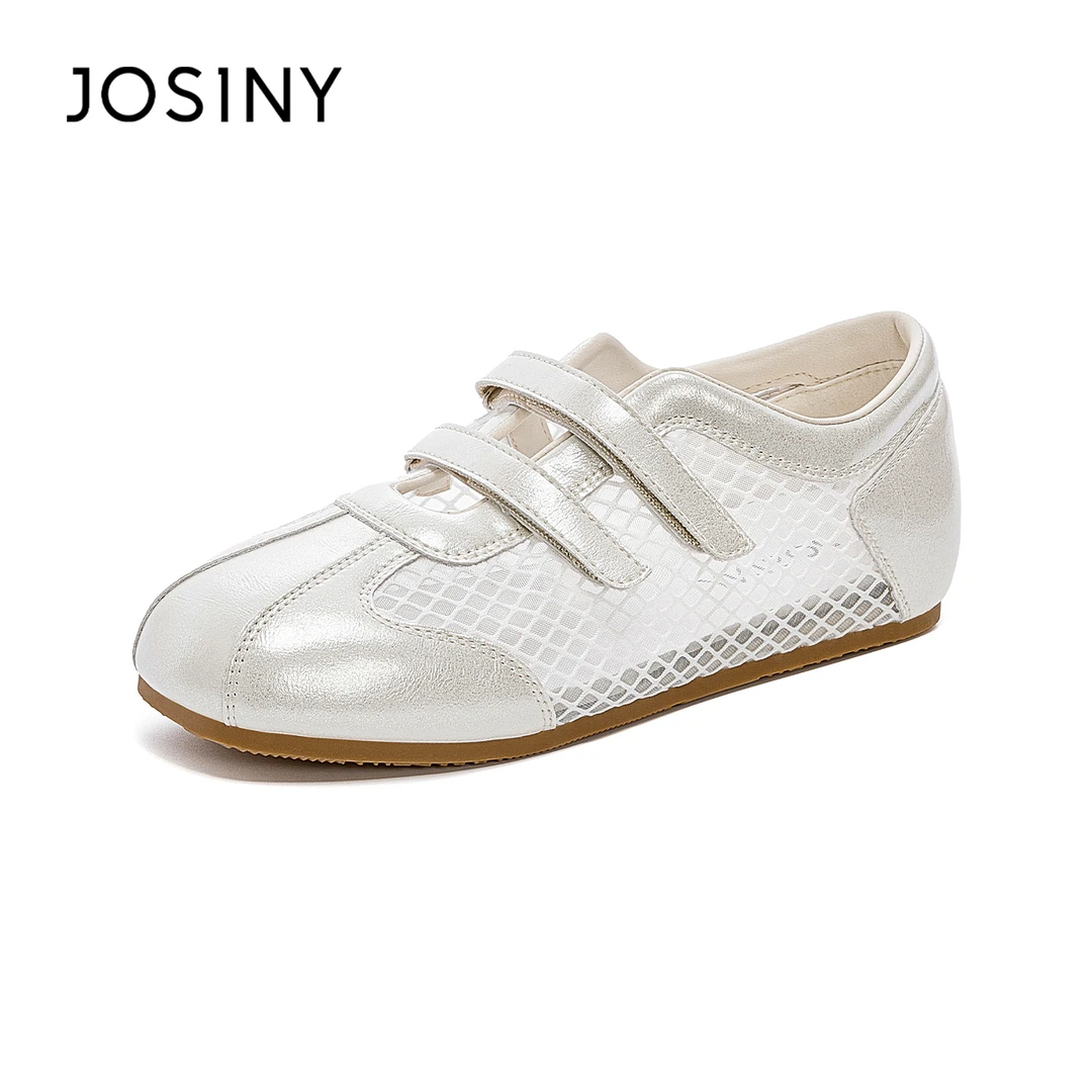 卓诗尼网面德训鞋女夏季2025新款镂空透气百搭芭蕾平底气质休闲鞋