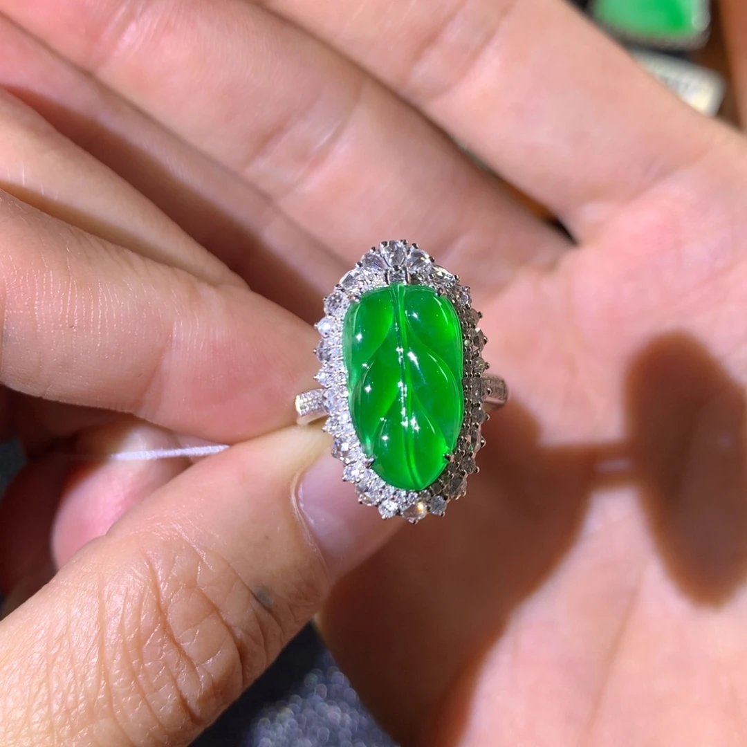 翡翠18K金镶嵌戒指两用款