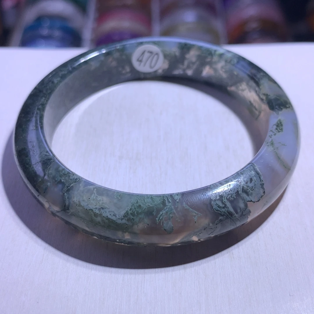 手镯银S925镶嵌水晶水草玛瑙60.3圈470