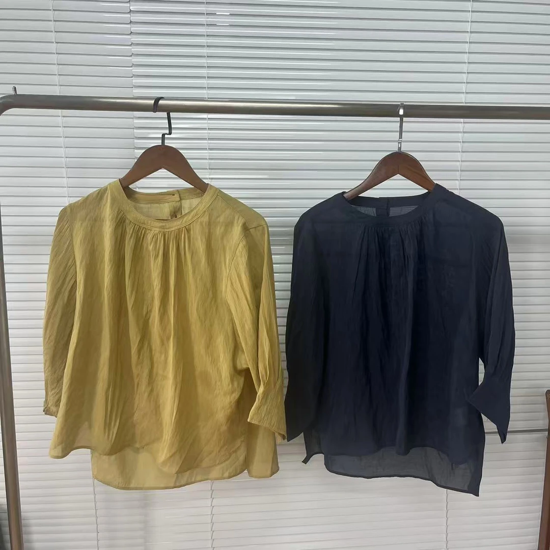 复古肌理感新中式甜美文艺新款防晒轻薄显瘦衬衫女衬衣25060150