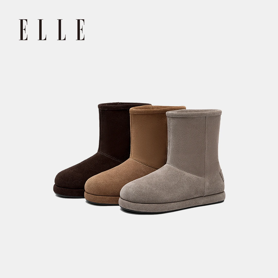 ELLE防水防滑雪地靴加绒加厚2025新款靴子冬季大棉鞋厚底短靴