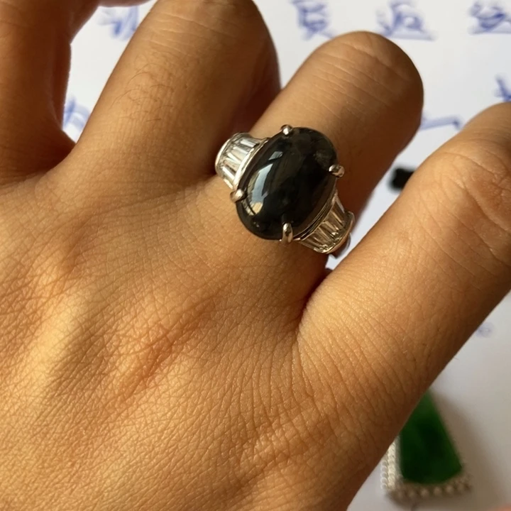 翡翠戒指银S925镶嵌戒指