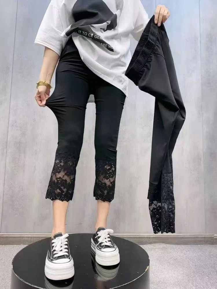 纸皮裤女款爆款2025新款夏季薄款八分裤休闲速干面膜裤打底裤外穿