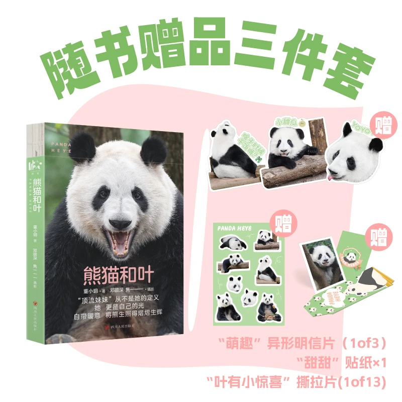 熊猫和叶 赠“卷宝”、“甜甜”贴纸、异形明信片、“叶有小惊喜”撕拉片。