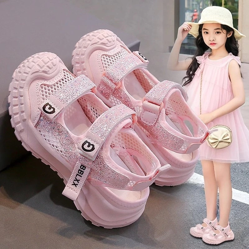 ABC女童凉鞋2025新款夏季儿童时尚公主鞋软底女孩单网鞋大童百搭
