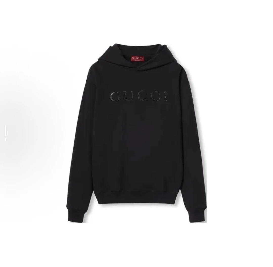 未使用 GUCCI/古驰 24新款 字母Logo水晶刺绣连帽卫衣/尺码S/8160