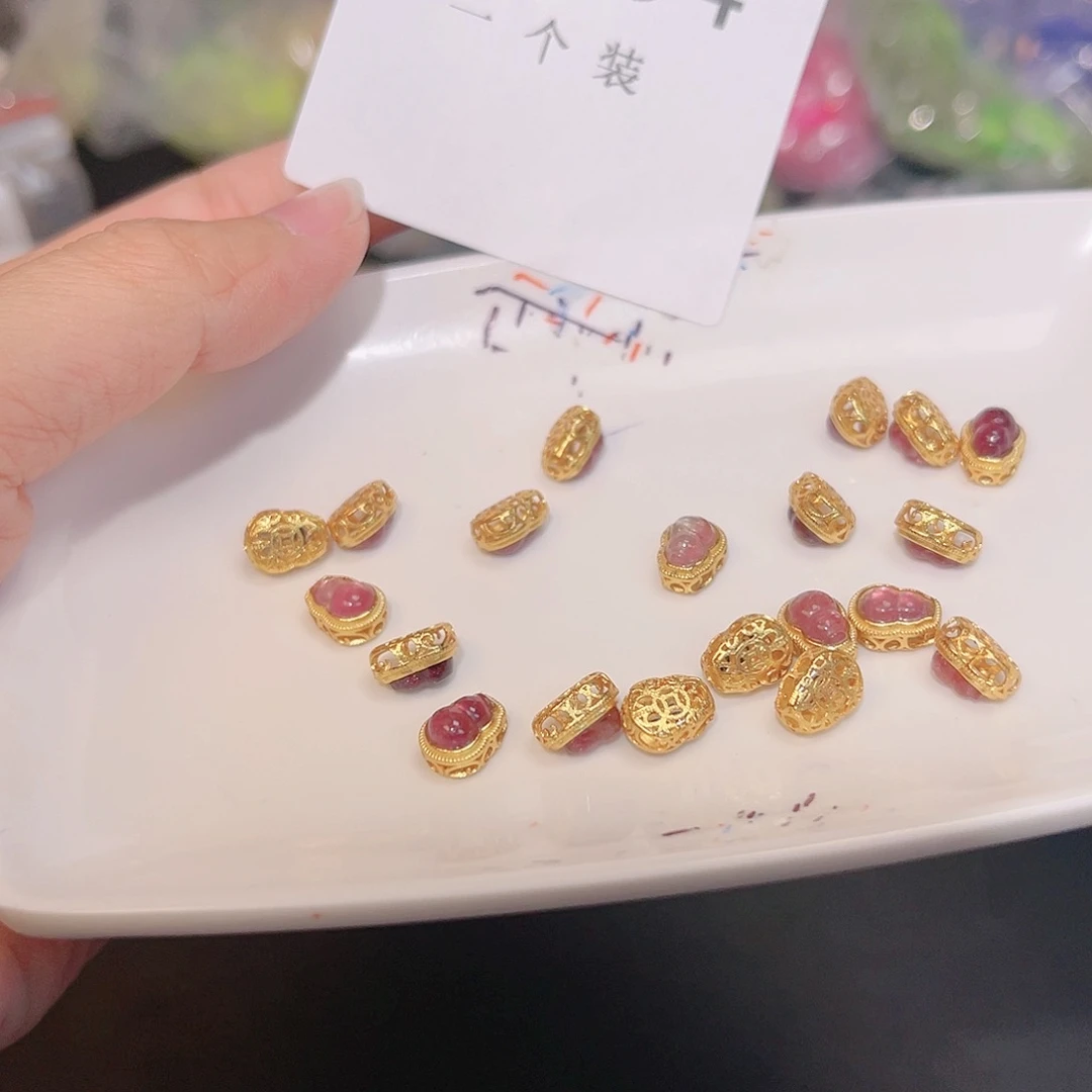 碧玺珠宝半成品银S925镀金镶嵌234