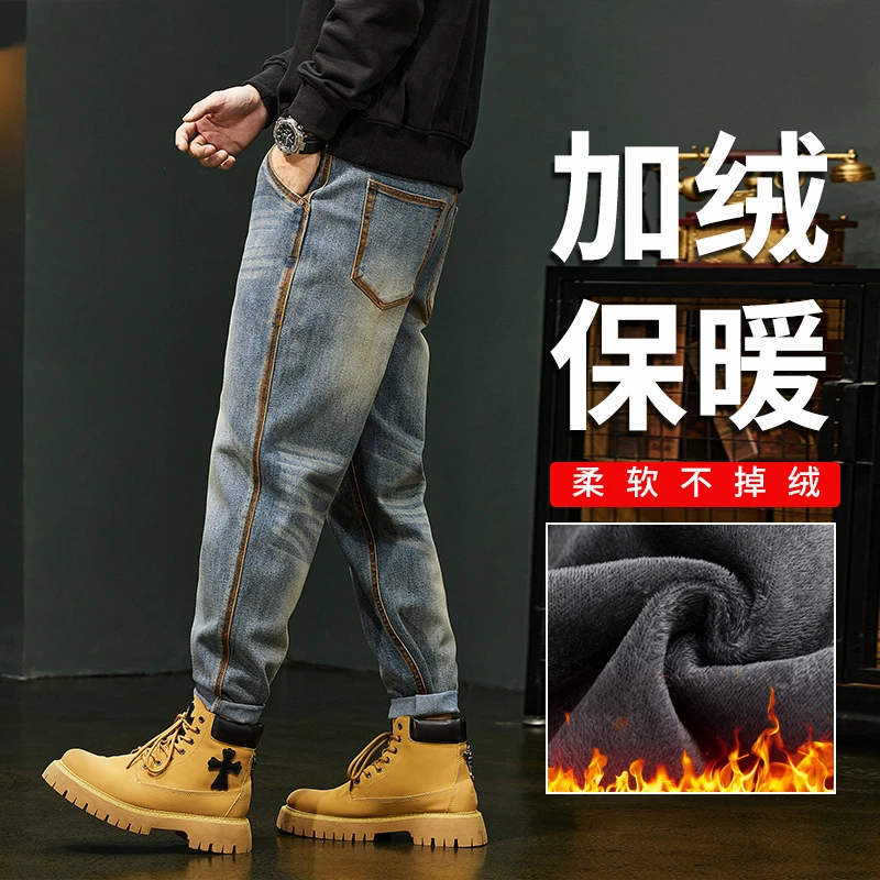 2025款高端美式牛仔中裤男宽松直筒高街潮流复古怀旧水洗休闲裤子