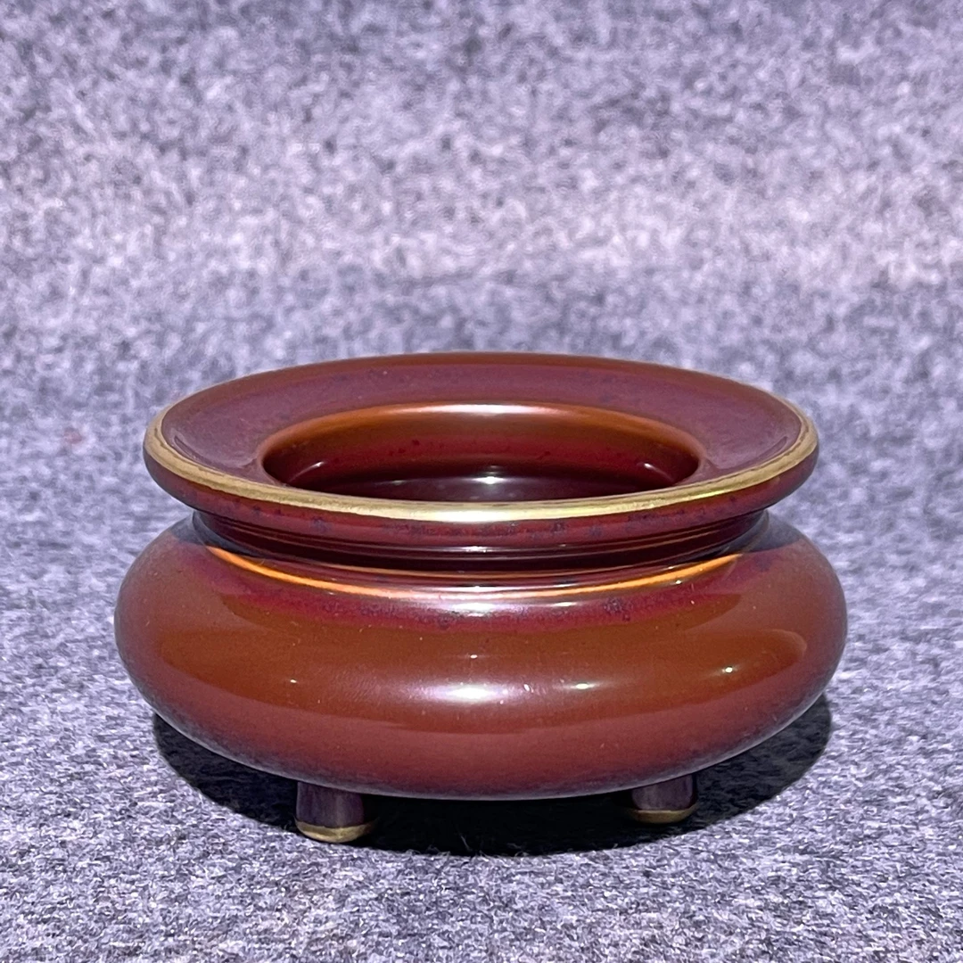 乾隆描金紫金釉鬲式炉纯手工