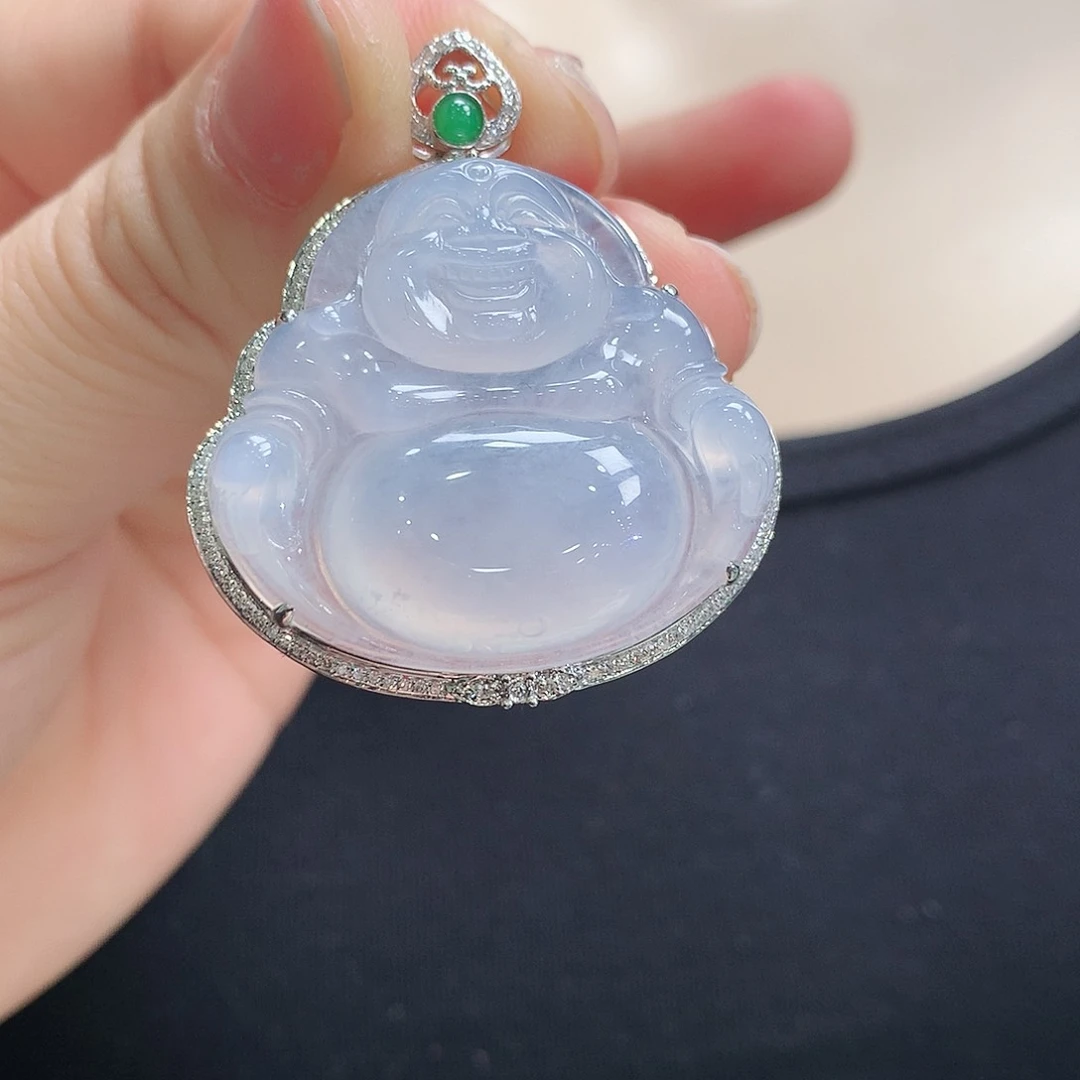 翡翠颈饰18K金镶嵌佛公