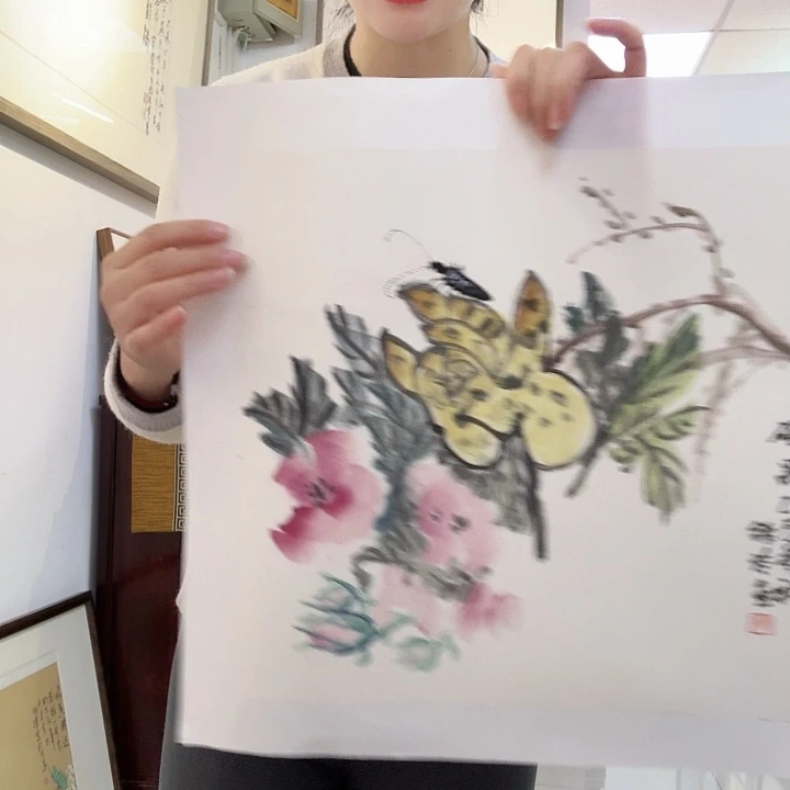 书法牡丹佛手绘画作品