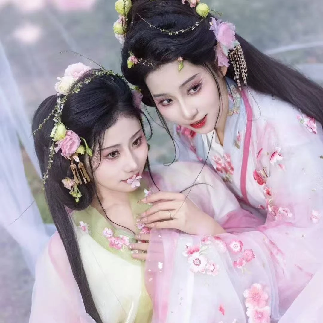 新品【樱】战国袍汉服重工刺绣大袖直裾春夏超仙绣花套装