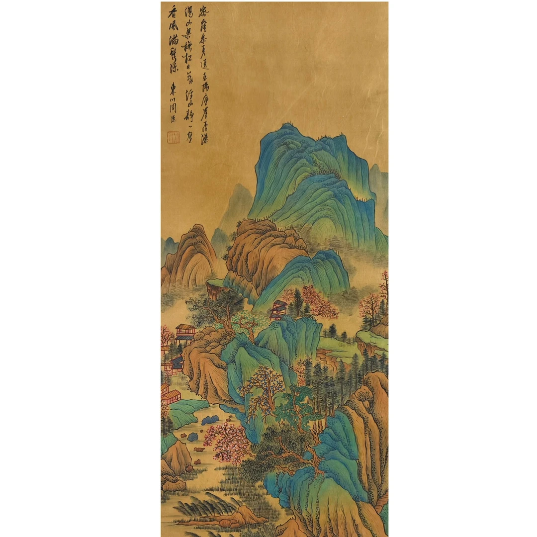 周老款 绢本山水立轴 120×30