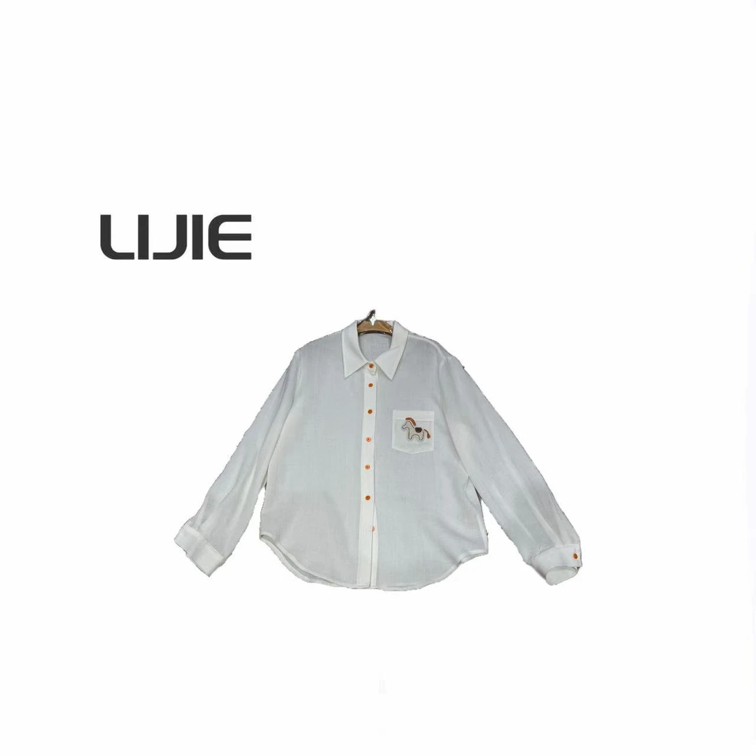 【深圳丽姐-丽丽】1216-2 小马翻领衬衫  休闲轻奢百搭