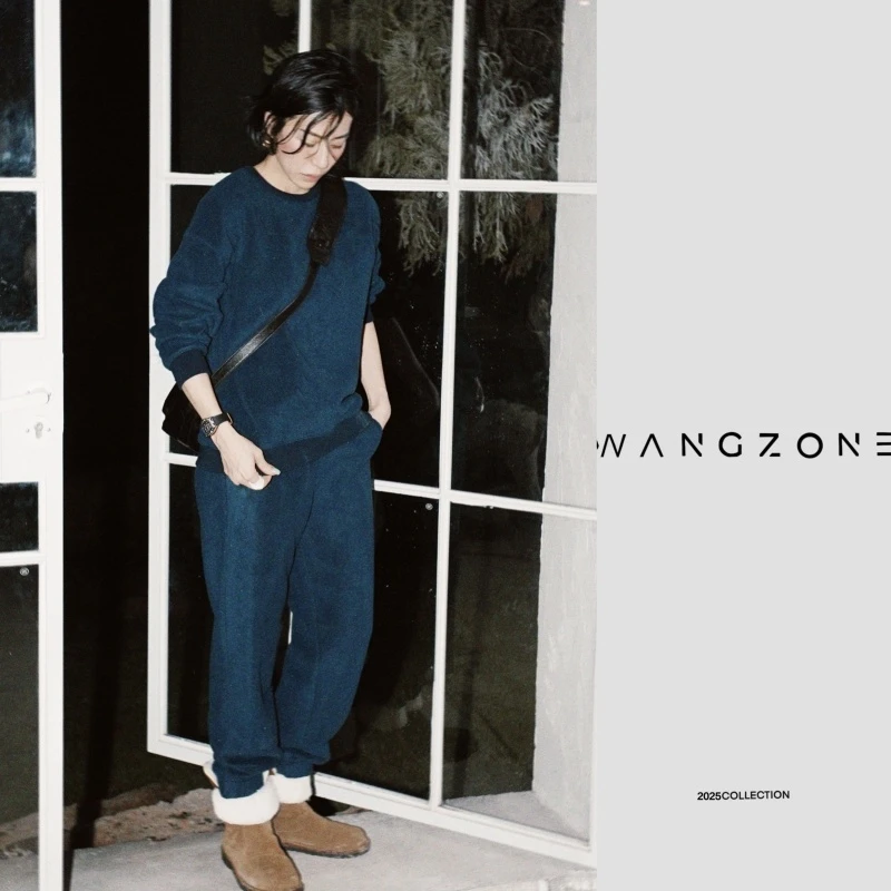 WANG ZONE | 时髦老钱宽松廓形定然色圆领懒人卫衣运动套装