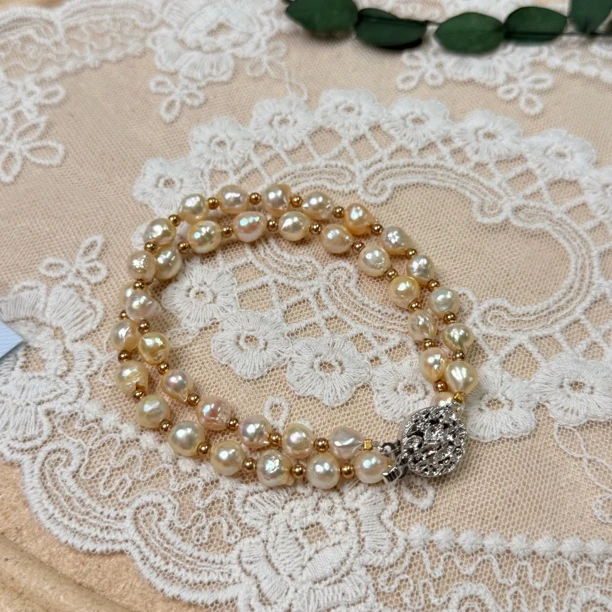 90新  【六六中古】孤品海水珍珠双层手链as1656手围18