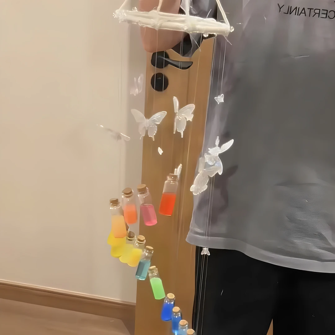 蝴蝶彩虹玻璃瓶风铃手工diy材料包挂件送女友闺蜜礼物小红书同款