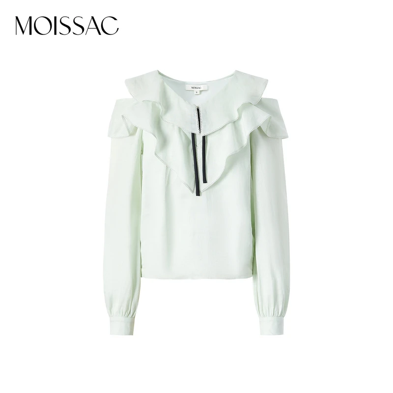 MOISSAC/摩萨克 2023春季甜美温柔荷叶领俏皮衬衫小衫上MWDC80104