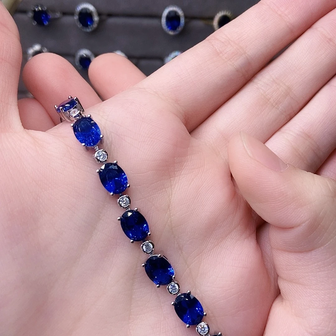 手链银S925镶嵌蓝宝石