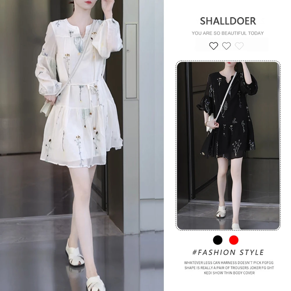 通勤法式裙子女2025年夏季新款简约显瘦设计感纯色圆领短袖连衣裙