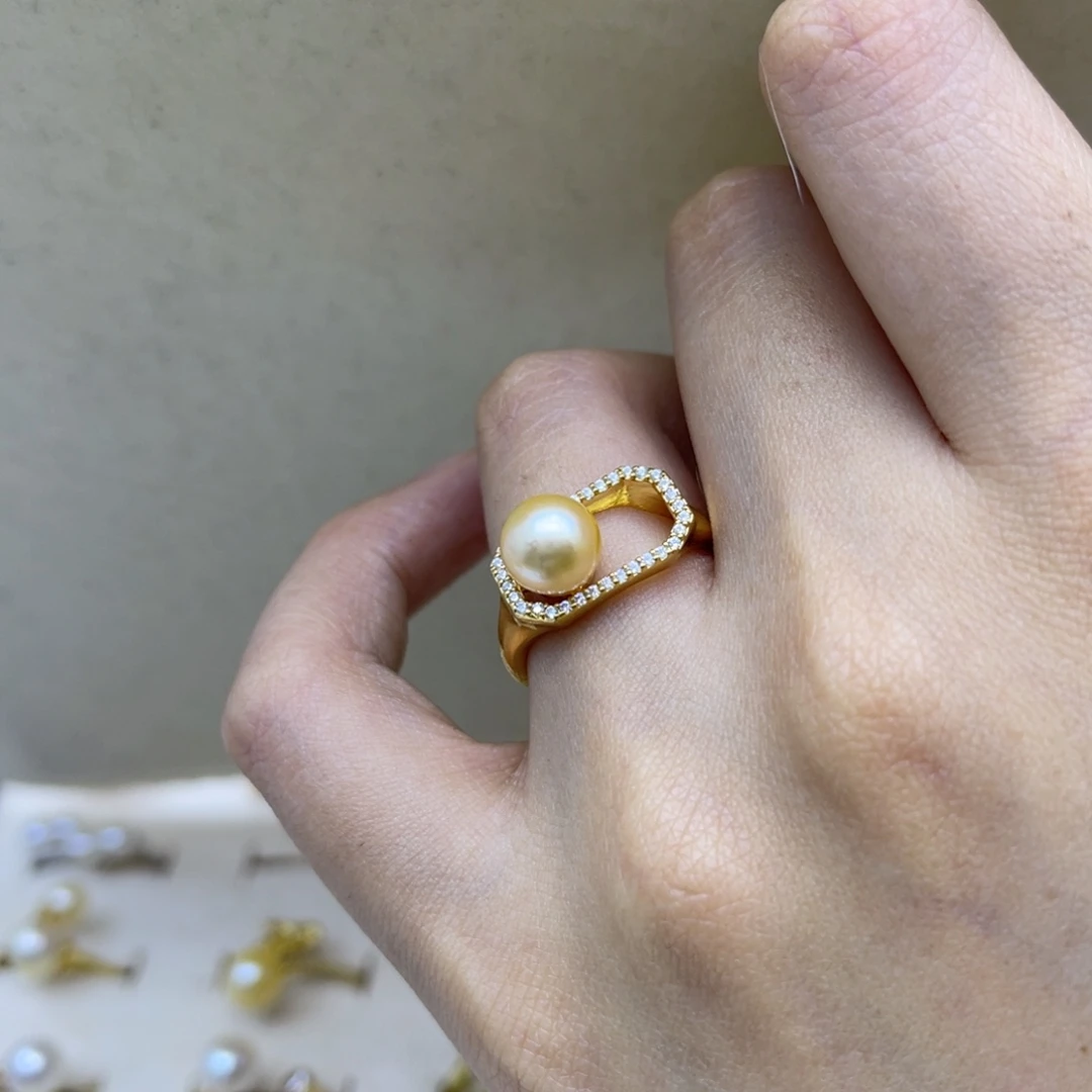 银S925镶嵌戒指海水珍珠