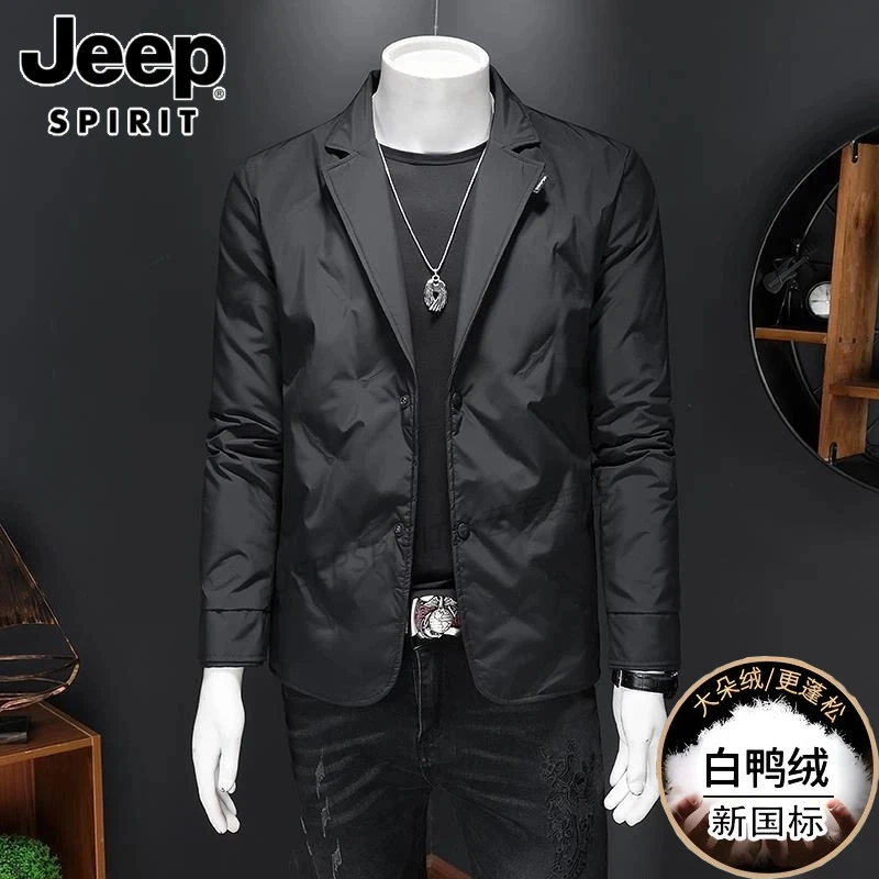 JEEPSPIRIT吉普夹克男士休闲保暖羽绒服冬季百搭男装商务帅气外套