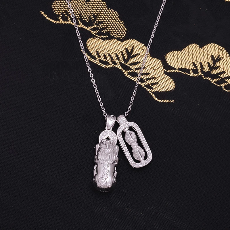 吊坠足银 金刚杵貔貅项链女镶钻个性气质小众