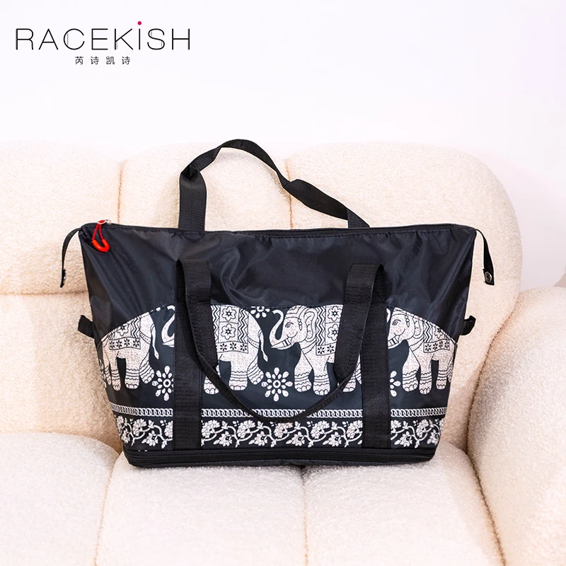 Racekish大象出行拓展收纳简约旅行包黑色可手提款