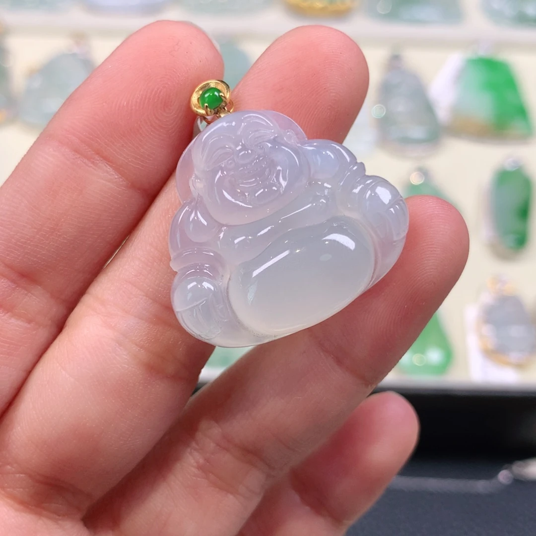 翡翠18K金镶嵌颈饰佛