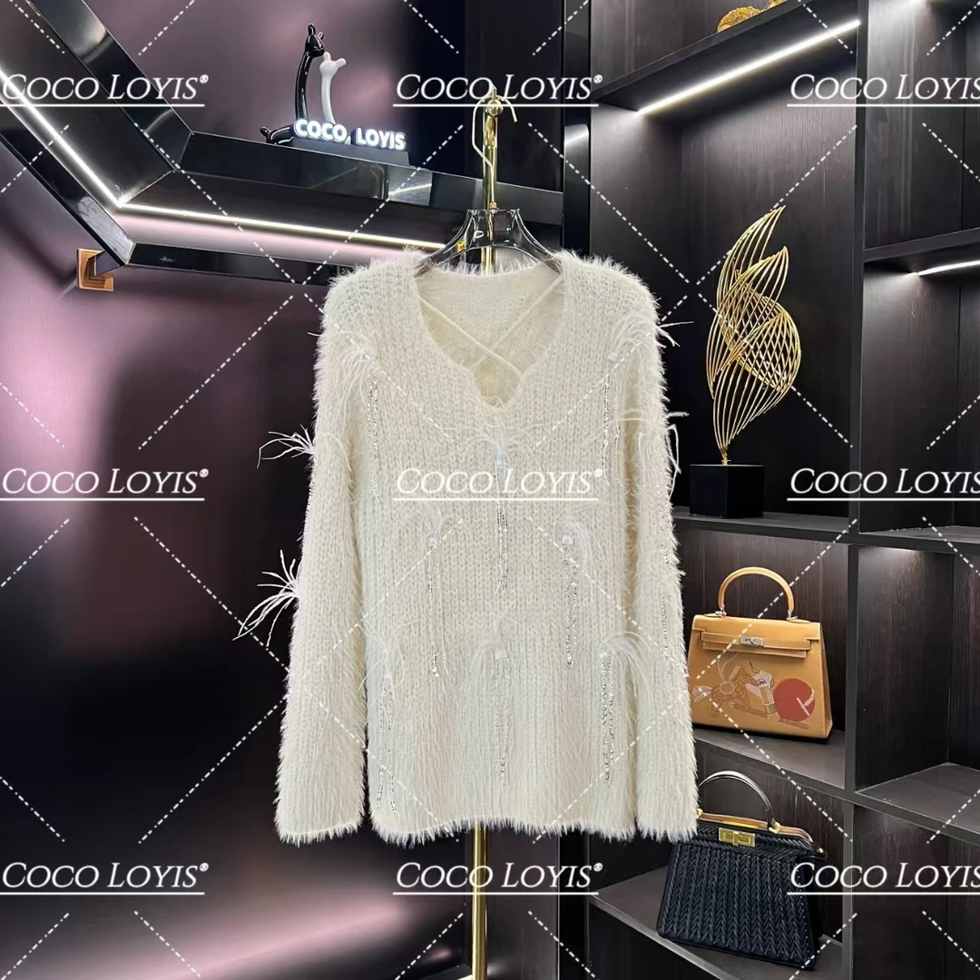 【一一专属】钉珠流苏花朵轻奢时尚慵懒学院风百搭毛衣2411161