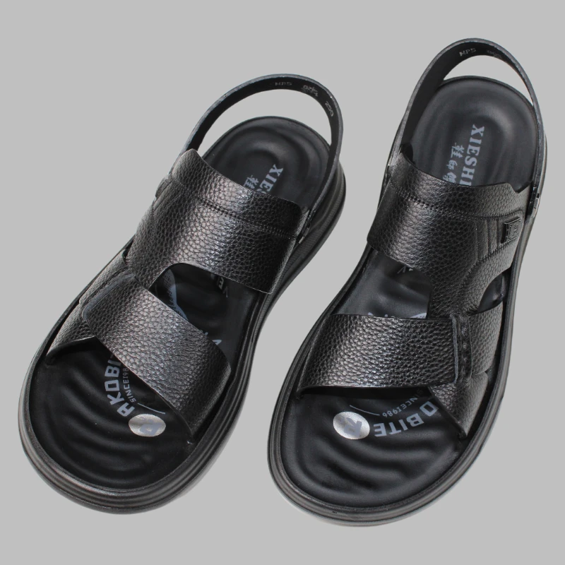 HATU男牛皮沙滩鞋真皮凉鞋男款舒适时尚户外休闲夏季透气软底805