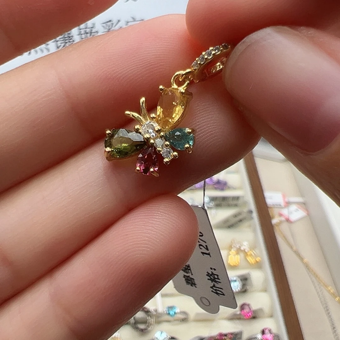 碧玺颈饰银S925镶嵌