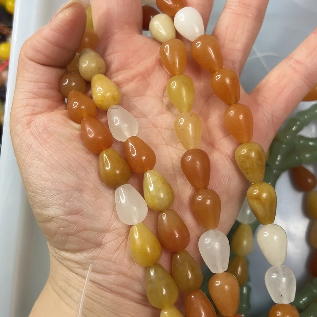 玛瑙/玉髓未镶嵌珠宝半成品，金丝玉水滴一条