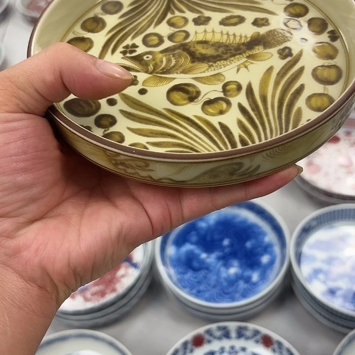 瓷片釉里金鱼藻大胡乘景德镇