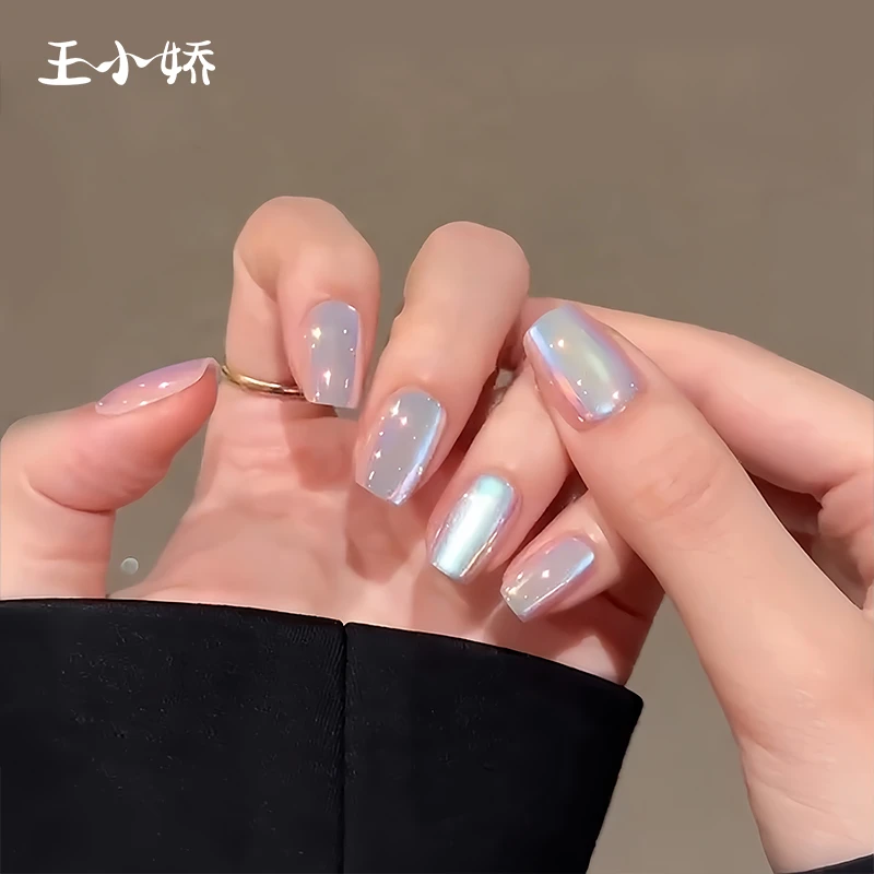 王小娇温柔气质显白美甲手工渐变轻奢甲片可拆卸穿戴甲
