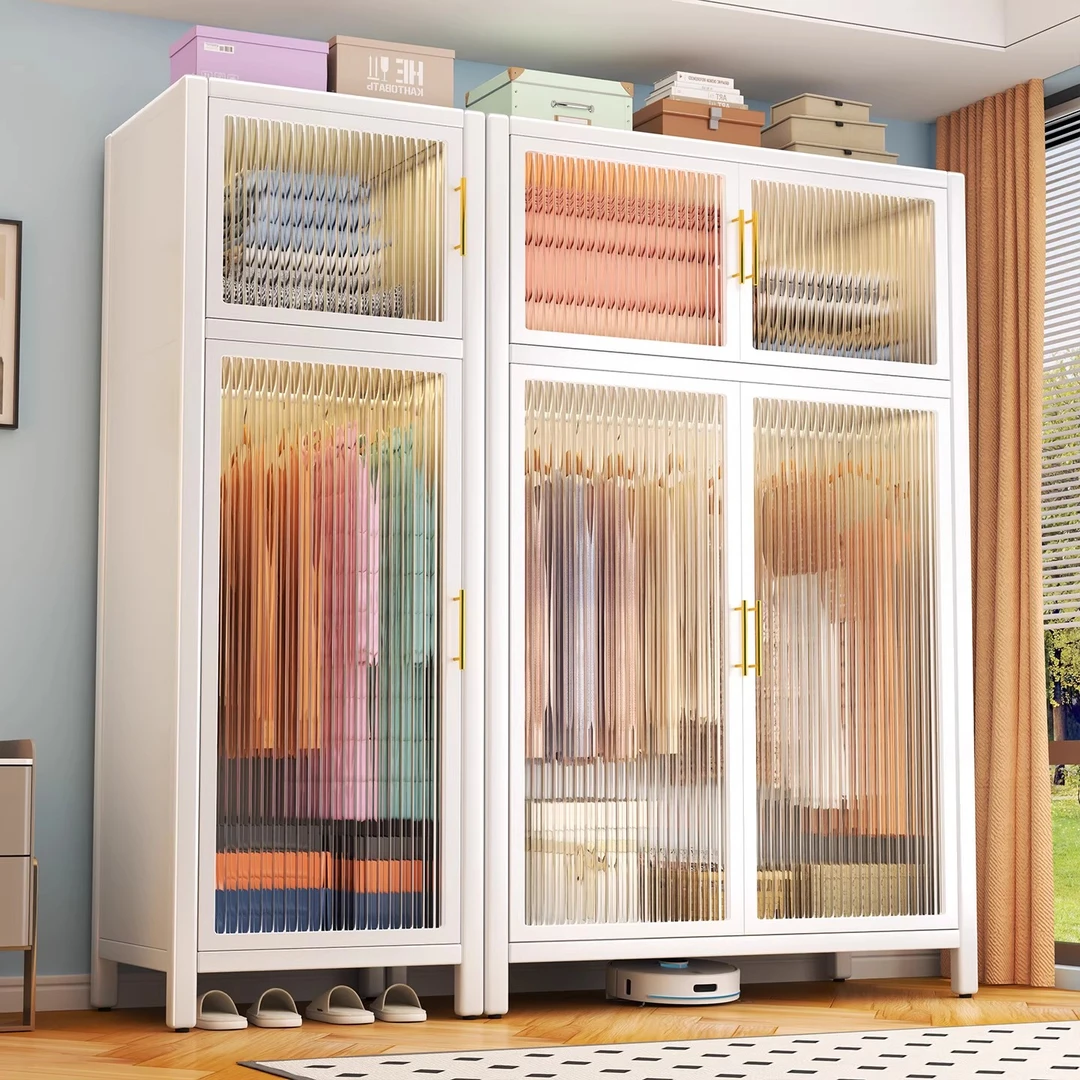 铁艺简易衣柜家用卧室钢制收纳柜子出租房用儿童宝宝收纳铁皮衣橱