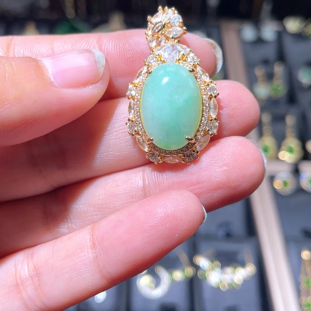 翡翠银S925镶嵌颈饰