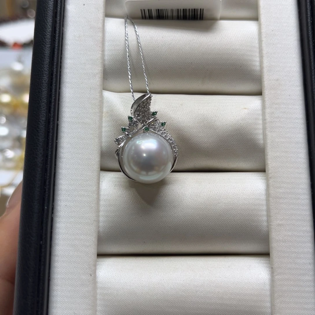 海水珍珠银S925镶嵌吊坠(不含链)12mm