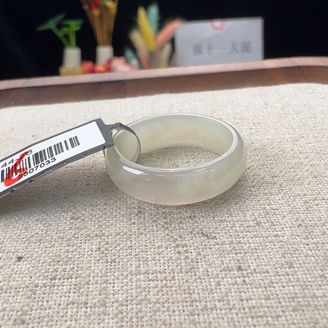 和田玉（糖玉）未镶嵌戒指K129晕染紫圆条17.6 不退换