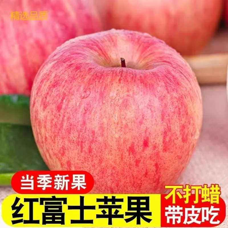 正宗陕西洛川膜袋红富士皮薄脆甜水果新鲜现摘不打蜡一整箱包邮