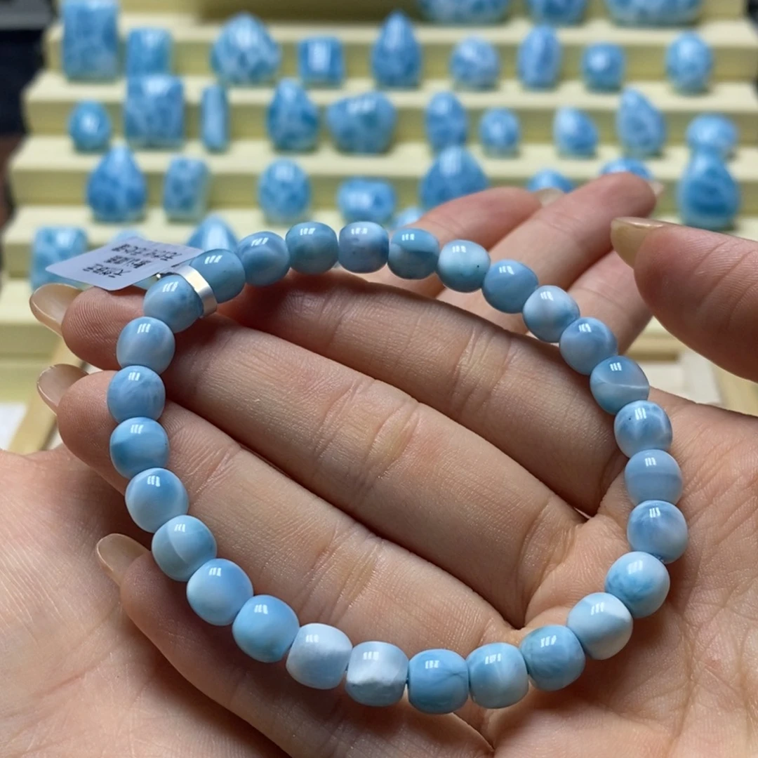 针钠钙石（海纹石）未镶嵌手串海纹石手串7mm桶珠