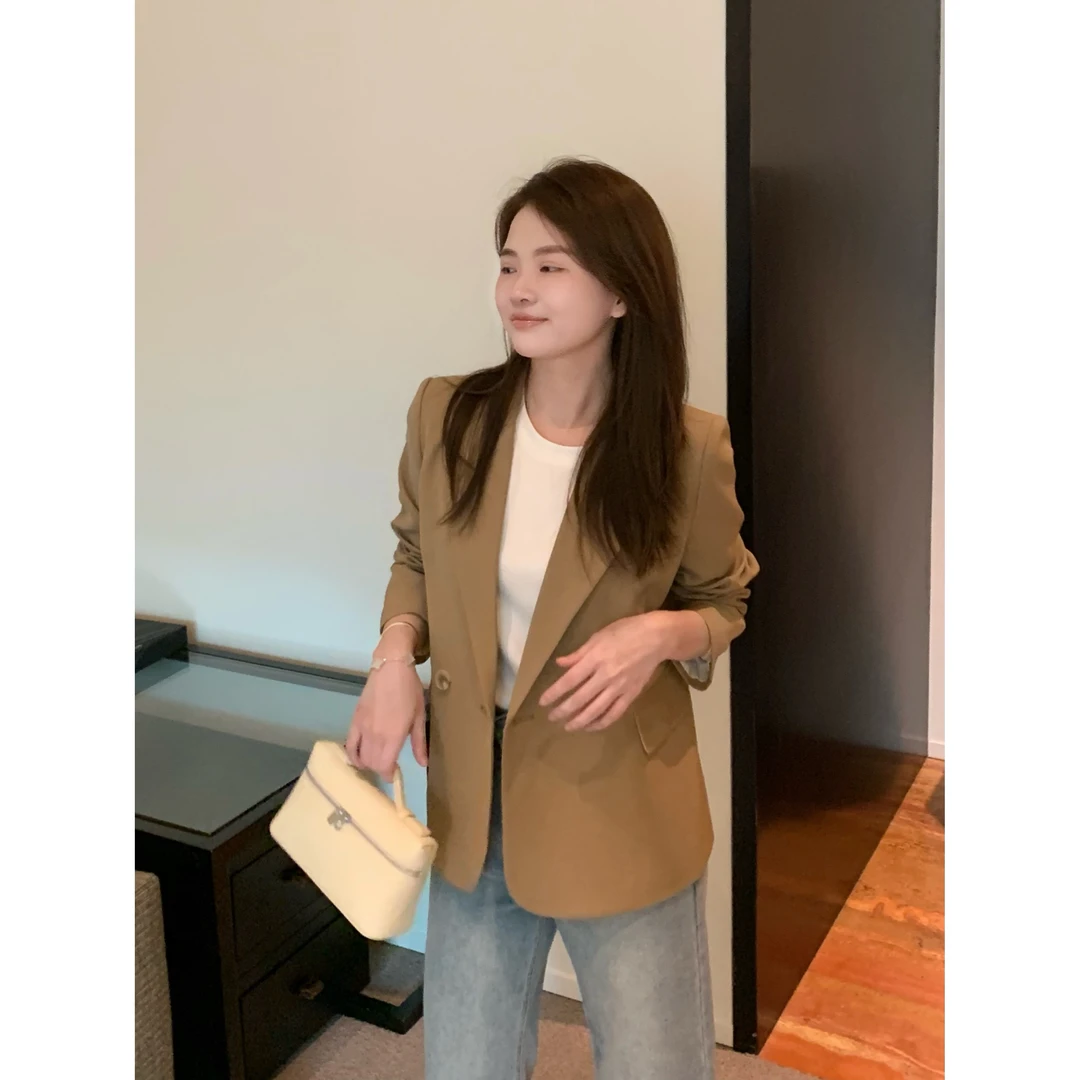 YO定制小个子春季百搭气质显瘦西装外套韩系简约休闲宽松西服上衣