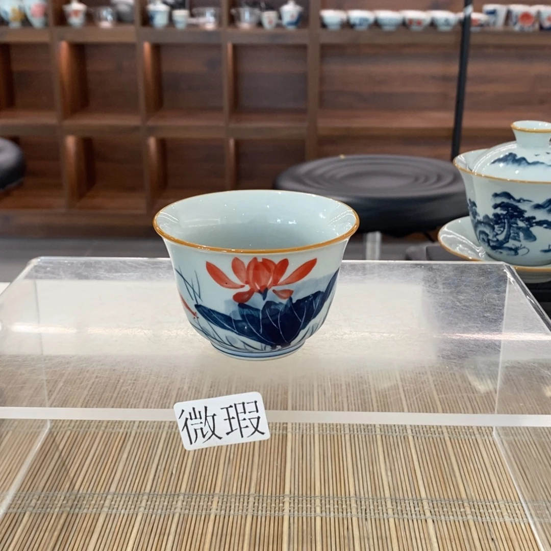釉下手绘茶具微瑕手工绘制
